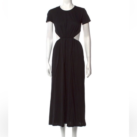 Loulou Studio Black Seram Cotton Midi Dress with Cut-Out Back Large - Picture 4 of 8